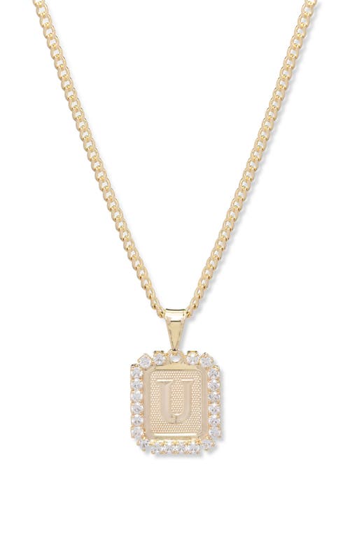 Royal Initial Card Necklace in Gold- U