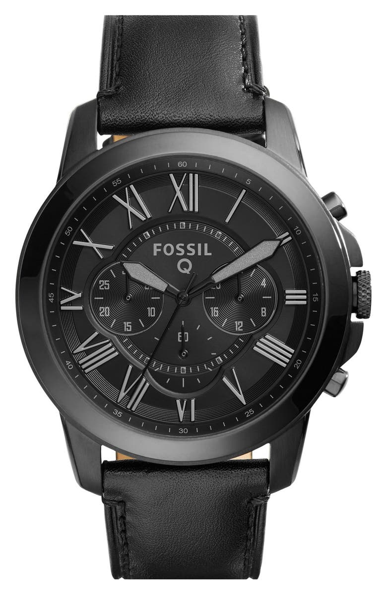 Fossil 'Fossil Q - Grant' Round Chronograph Leather Strap Smart Watch ...