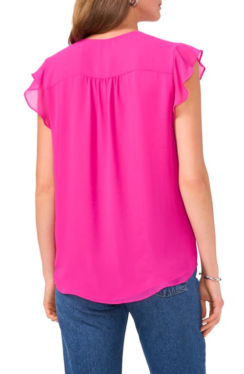 Vince Camuto Flutter Sleeve Top In Fiercly Fuchsia