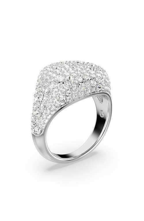 Swarovski White, Rhodium Plated Meteora Cocktail Ring In Silver