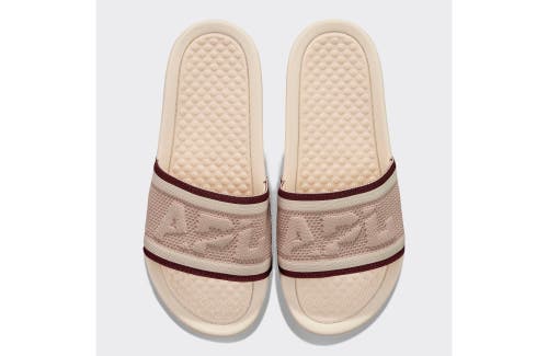 Shop Apl Athletic Propulsion Labs Big Logo Techloom Slide Sandals In Alabaster/rose Dust/burgundy