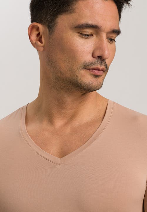 Hanro Cotton Superior V-neck T-shirt In Neutral