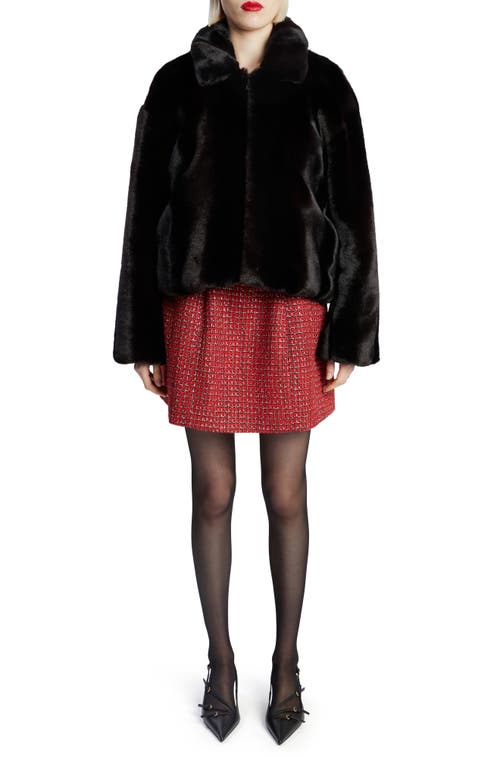 Bardot Sylvie Faux Fur Zip Jacket In Black