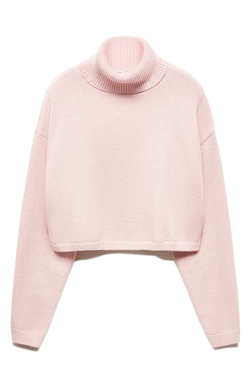 Mango Turtleneck Crop Sweater In Pink