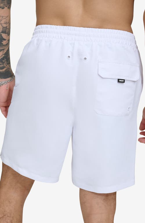 Dkny Core Volley Swim Trunks In White