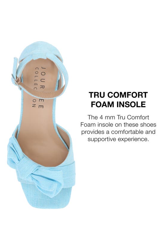 Shop Journee Collection Zevi Bow Block Heel Sandal In Blue