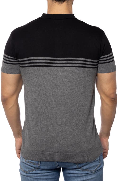 Shop Spring + Mercer Stripe Polo Sweater In Black/charcoal