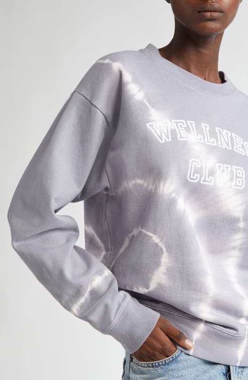 Shop Sporty And Rich Sporty & Rich Wellness Club Flocked Cotton Graphic Sweatshirt In Easter Egg Tie Dye