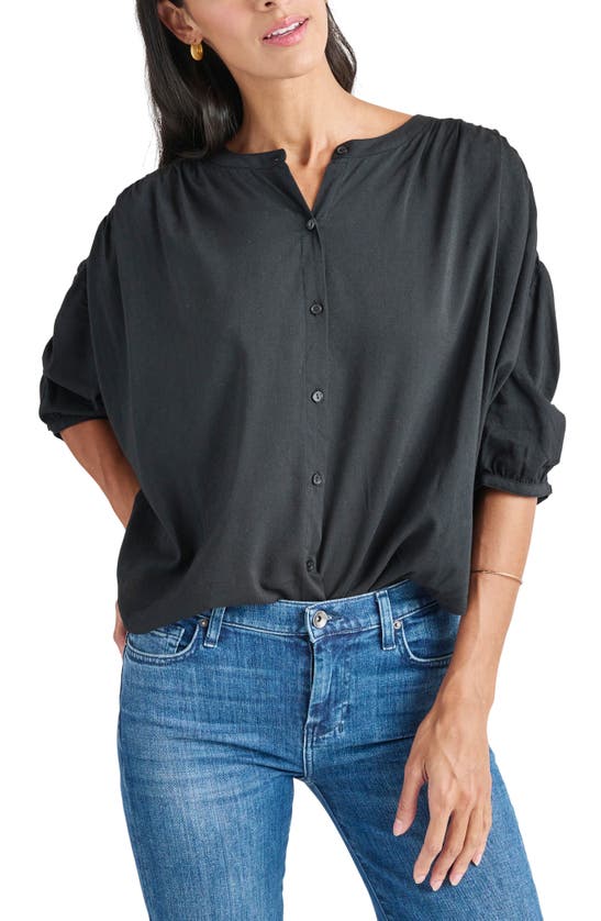 Splendid Fiorella Cotton & Linen Blouse In Black