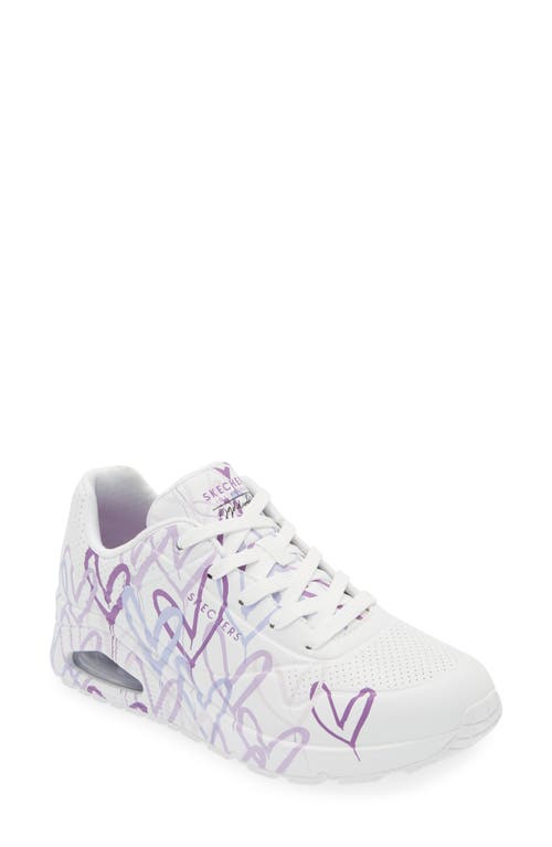 Skechers X James Goldcrown Uno Spread The Love Sneaker In White/purple