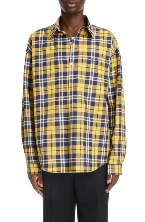 Givenchy Plaid Cotton High-Low Button-Up Shirt Dark Yellow at Nordstrom, Eu