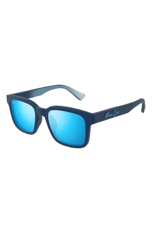 Maui Jim Opiopio Af 54mm Polarizedplus2® Rectangular Sunglasses In Matte Dark Blue
