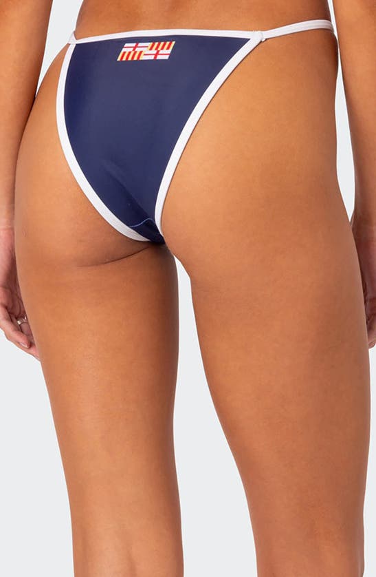 Shop Edikted International Girl Bikini Bottoms In Navy