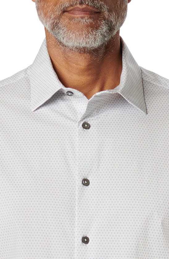 Bugatchi Miles Ooohcotton® Geometric Print Short Sleeve Button-up Shirt In Platinum