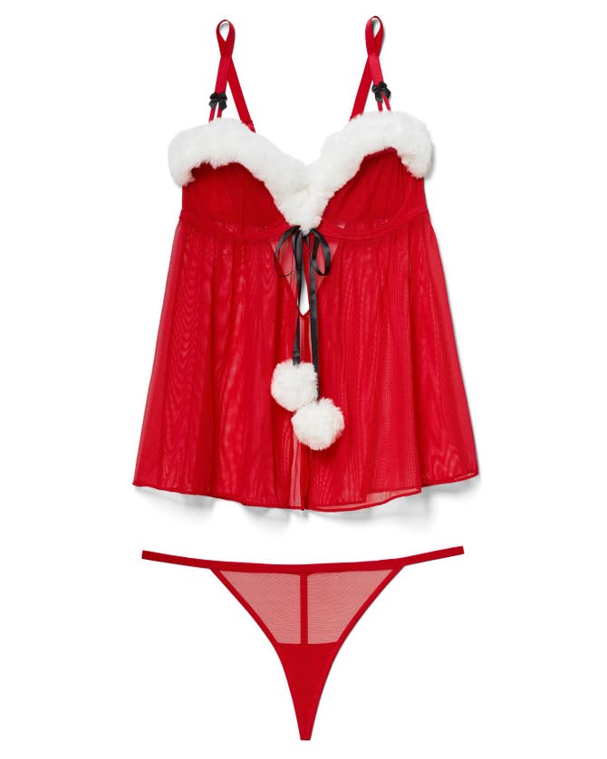 Shop Adore Me Claussine Babydoll Lingerie In Dark Red