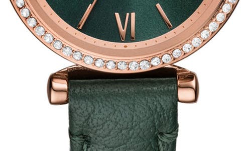 Shop Fossil Carlie Leather Strap Watch, 28mm In Green