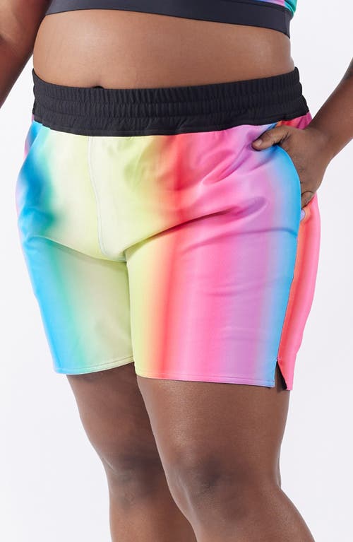 5-Inch Reversible Board Shorts in Melting Rainbow