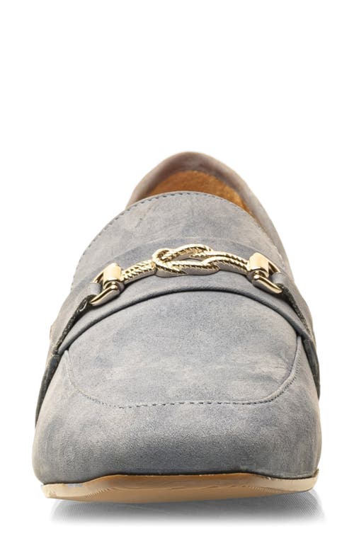 Joan Oloff Adonis Rope Bit Heeled Loafer In Blue Nubuck