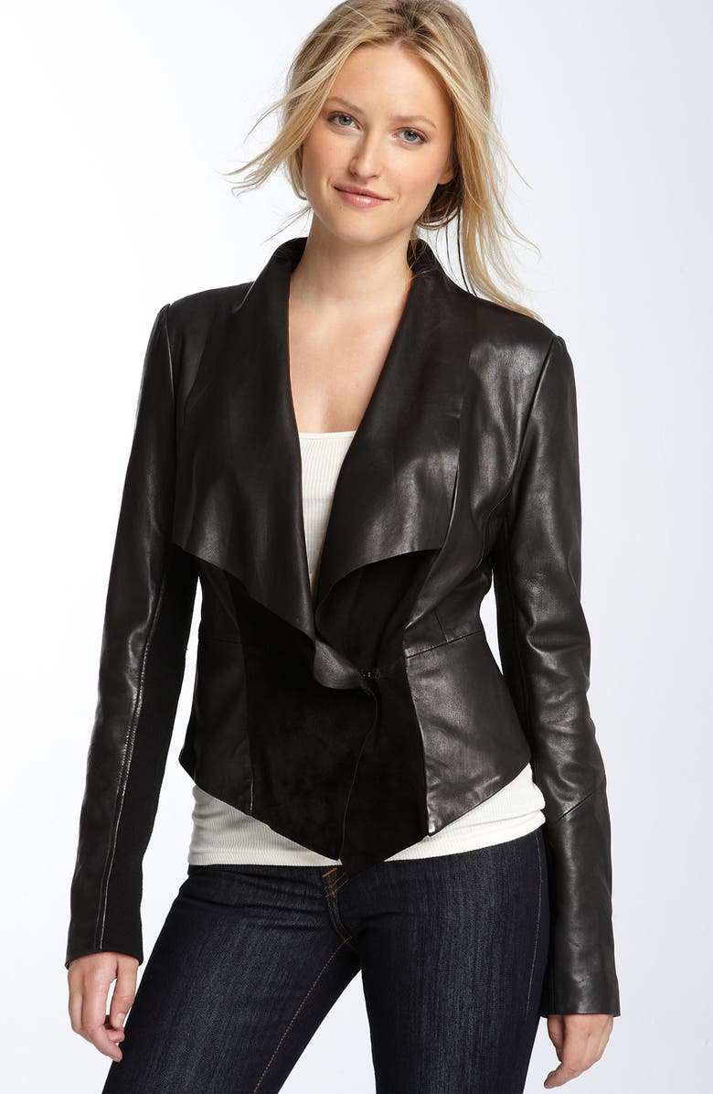D Collar Leather Jacket