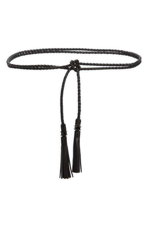 Max Mara Braided Leather Wrap Belt in 002 Black at Nordstrom