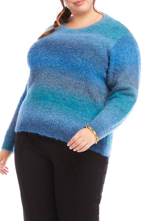 Karen Kane Plus Size Ombre Boucle Sweater In Dark Blue In Blue