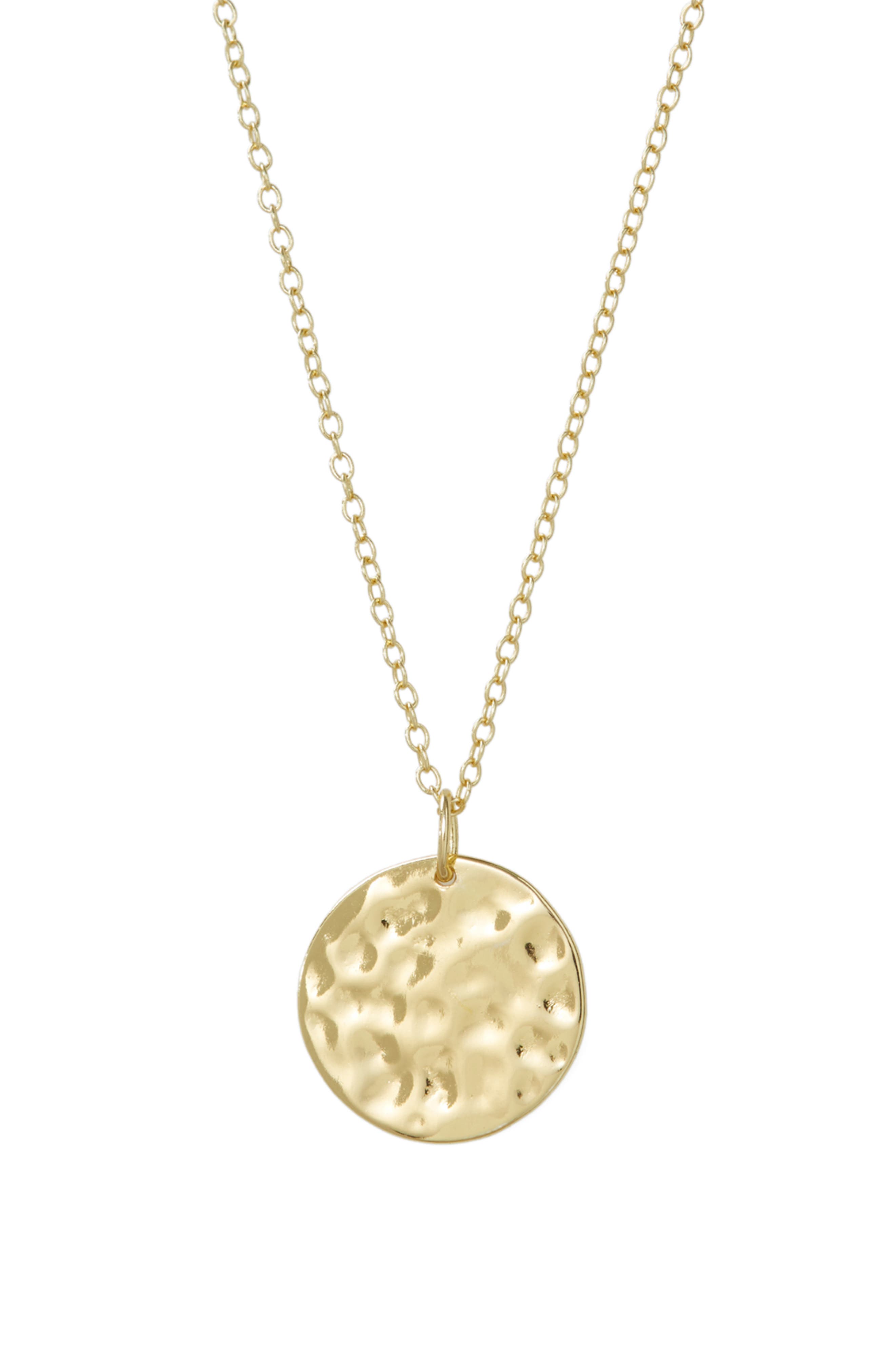 flat gold disc pendant necklace