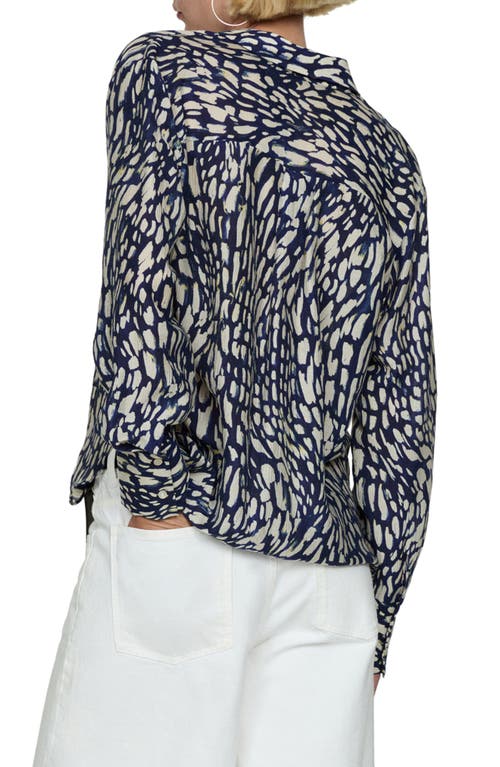 Shop Mango Abstract Print Button-up Shirt In Blue