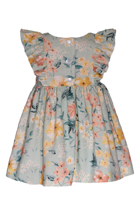 Shop Iris & Ivy Kids' Floral Gingham Bow Ruffle Dress In Aqua