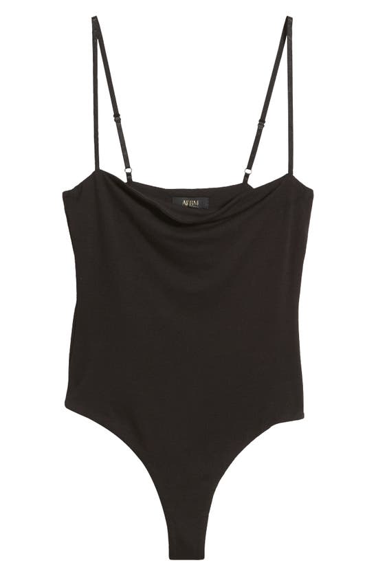 Shop Afrm Hazel Cowl Neck Thong Bodysuit In Black