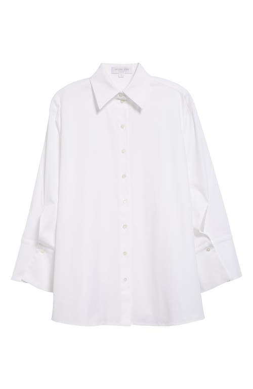 Michael Kors Spiral Sleeve Cotton Stretch Poplin Button-Up Shirt Optic White at Nordstrom,