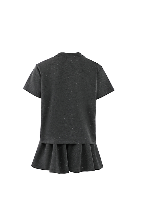 Lola + The Boys Sparkle Bow Charm Skirt Set In Dark Grey