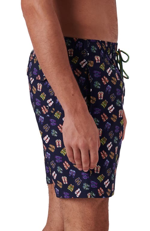 Shop Bugatchi Cosmo Print Swim Trunks In Navy