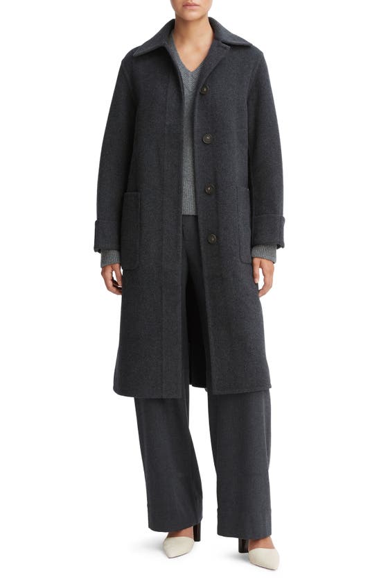 Vince Recyled Wool Blend Coat In Heather Charcoal