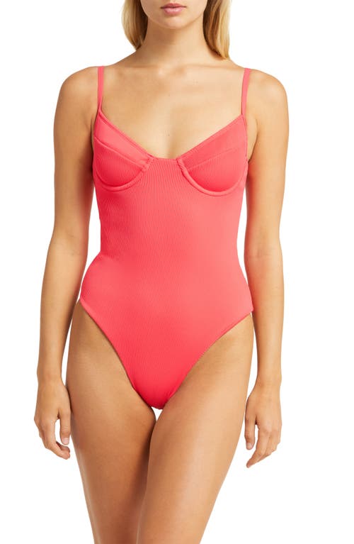 Ribbed Underwire One-Piece Swimsuit in Watermelon