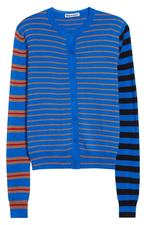 Shop Molly Goddard Wanda Stripe Merino Wool Cardigan In Blue