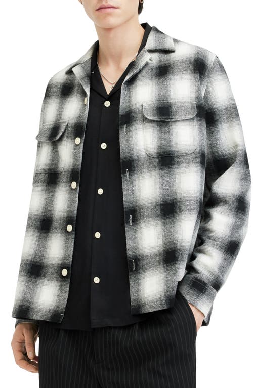 Allsaints Fortunado Plaid Relaxed Fit Button-up Shirt In Oatmeal White/jet Black
