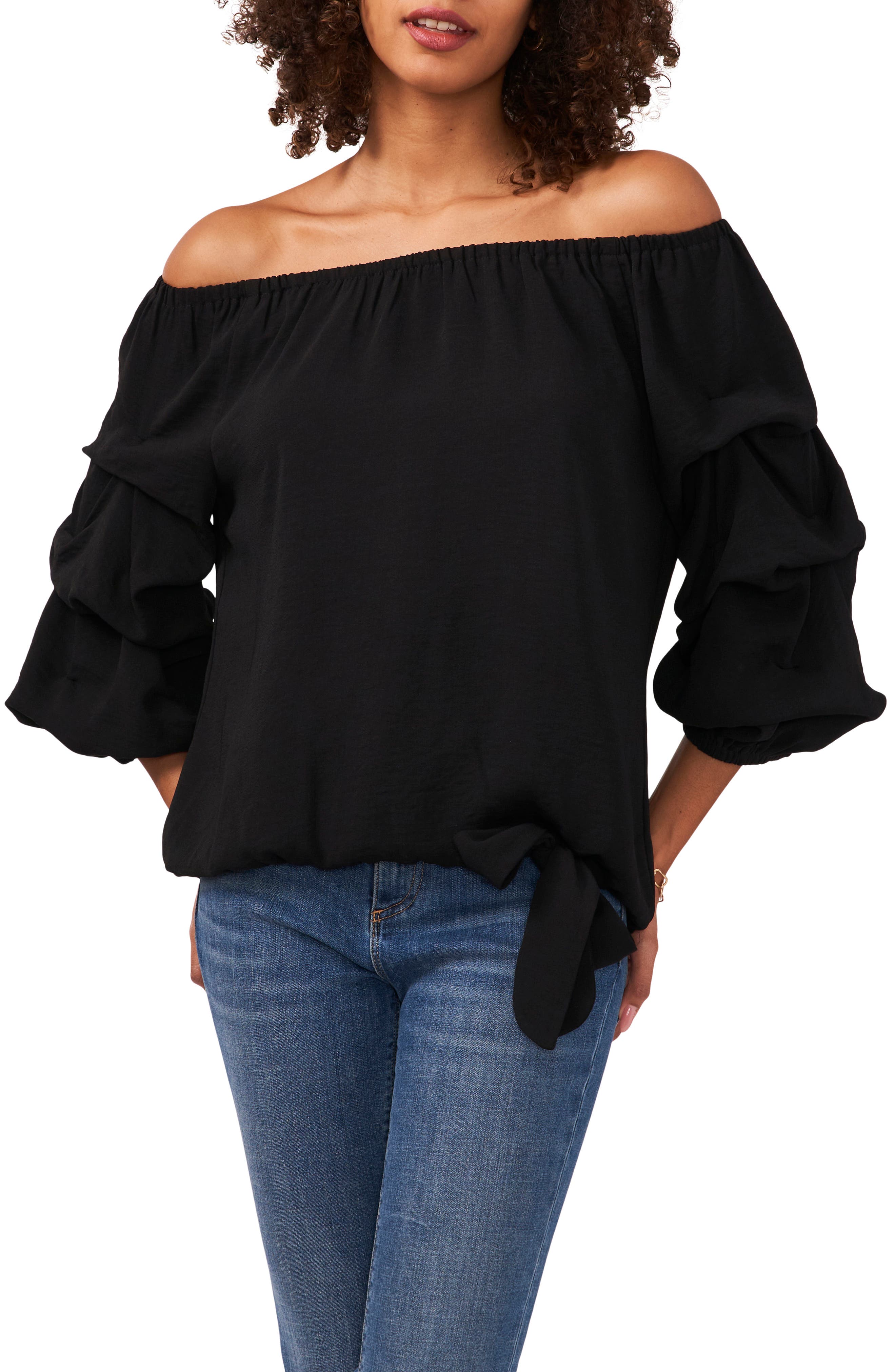 black off the shoulder sleeveless top