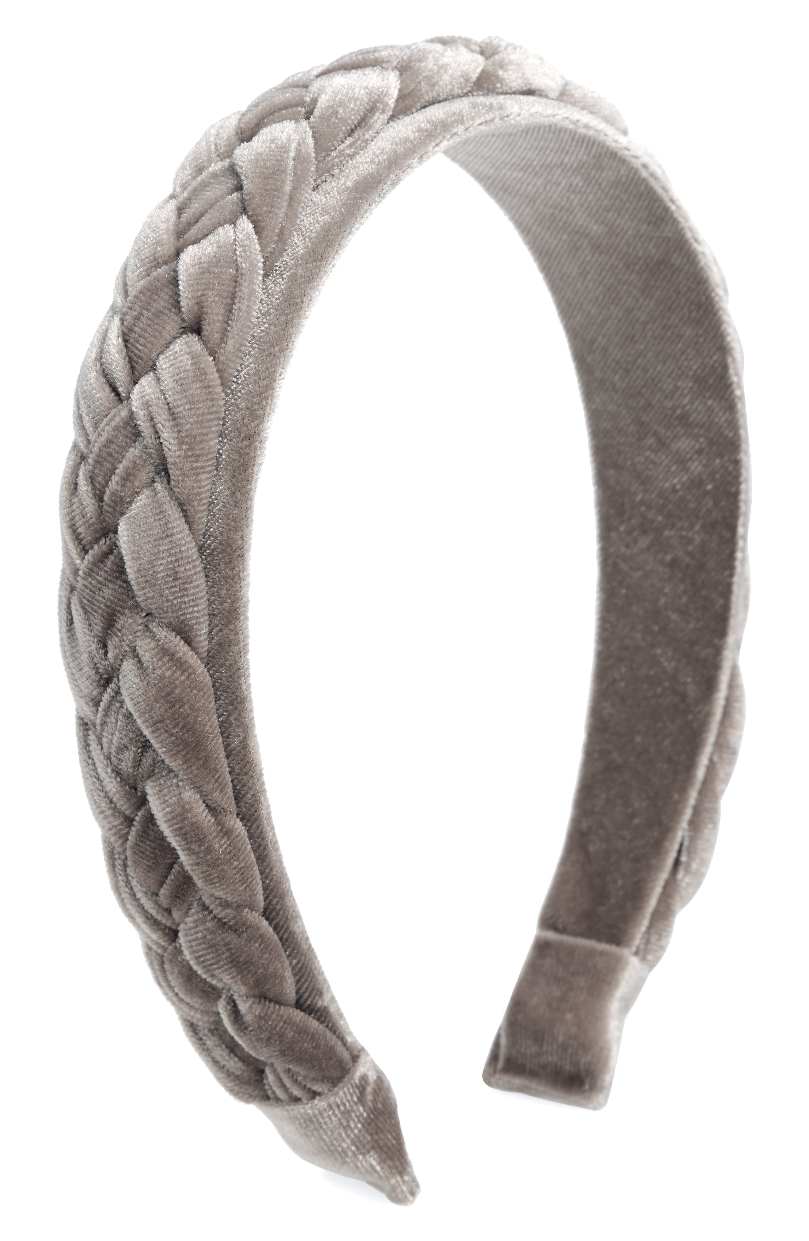 Tasha Braided Velvet Headband in Grey 