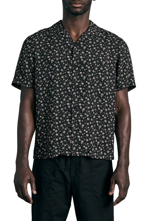 rag & bone Avery Floral Short Sleeve Button-Up Camp Shirt in Navy Floral