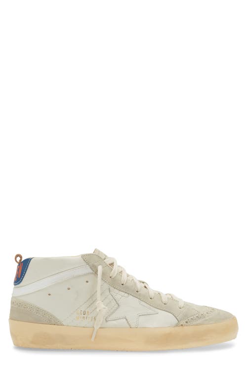 Golden Goose Mid Star 2 Leather Sneaker In Optic White/ivory/ocean Blue