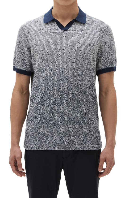 Robert Barakett Mission Hill Ombré Johnny Collar Polo In Blue / White/ Grey