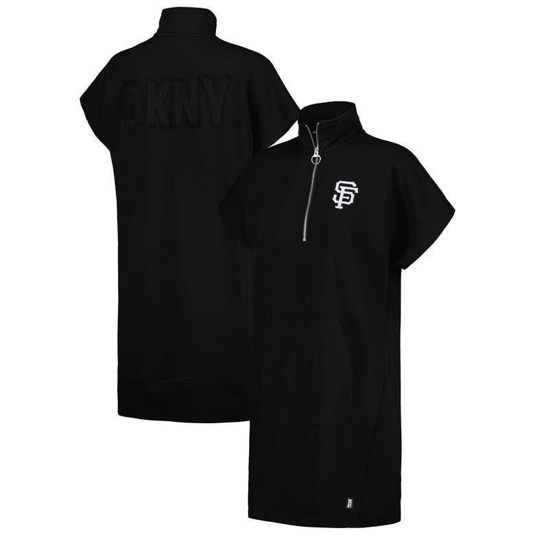 Shop Dkny Sport Black San Francisco Giants Emily Quarter-zip Sneaker Dress