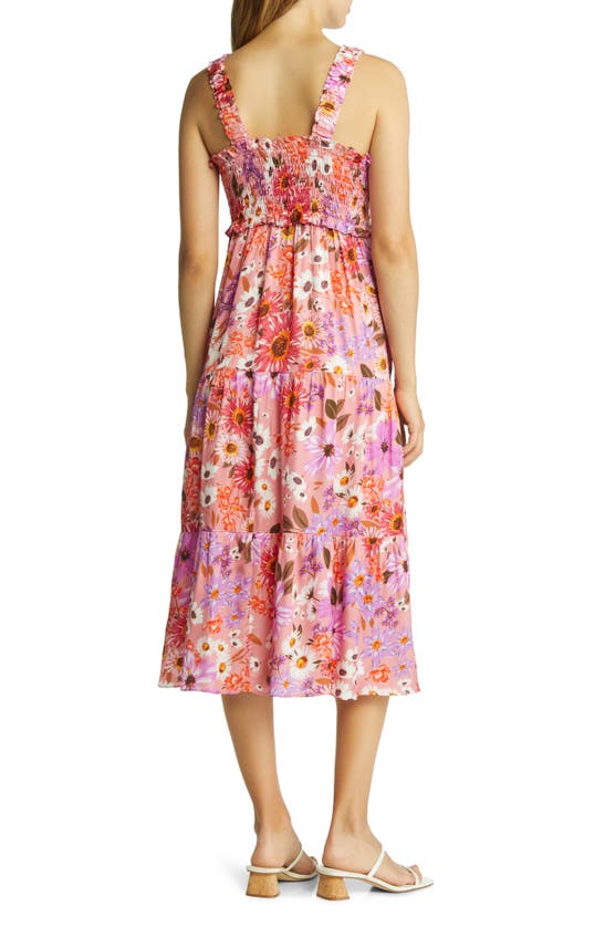 Rachel Parcell Tiered Floral Smocked Midi-dress In Botanical Floral ...