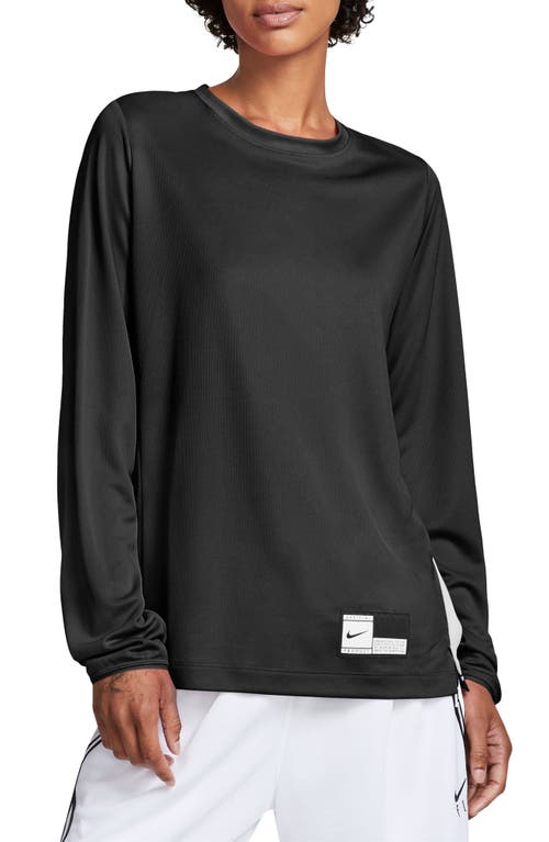 Nike Dri-fit Long Sleeve Mesh Basketball T-shirt In Black