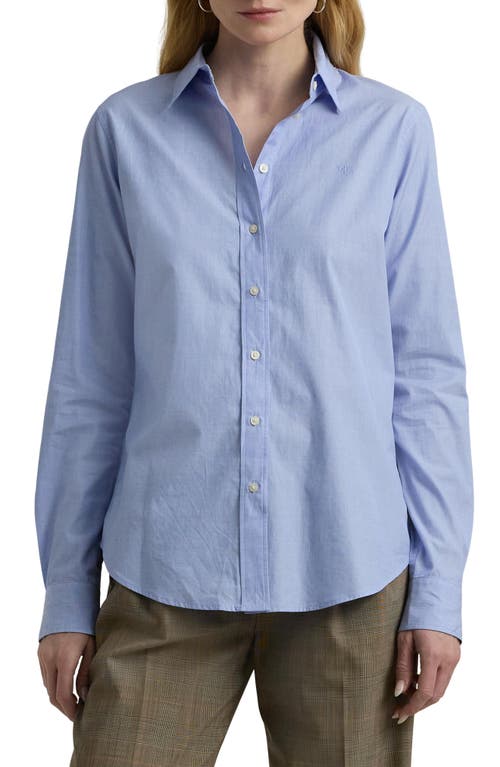 Shop Lauren Ralph Lauren Classic Fit Cotton Shirt In Classic Medium Blue