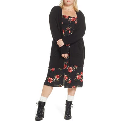 Plus Size Bp. X Claudia Sulewski Longline Cardigan, Black