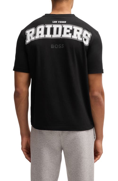 Shop Hugo Boss Boss X Nfl Stretch Cotton Graphic T-shirt In Las Vegas Raiders - Black