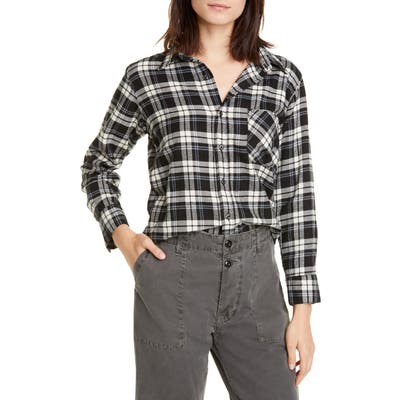 Nsf Clothing Roux Plaid Cotton Flannel Shirt, Black