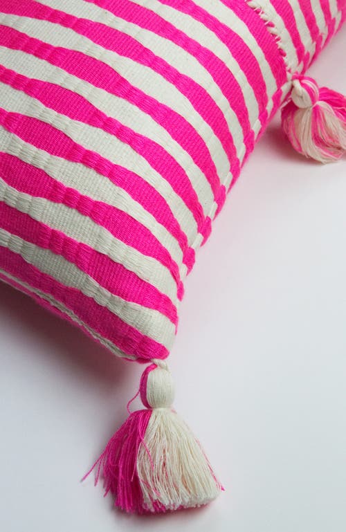 ARCHIVE NEW YORK ARCHIVE NEW YORK ANTIGUA NEON STRIPED HANDWOVEN COTTON THROW PILLOW