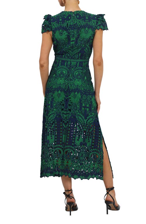 Shop Adelyn Rae Lace Midi Dress In Navy Emerald